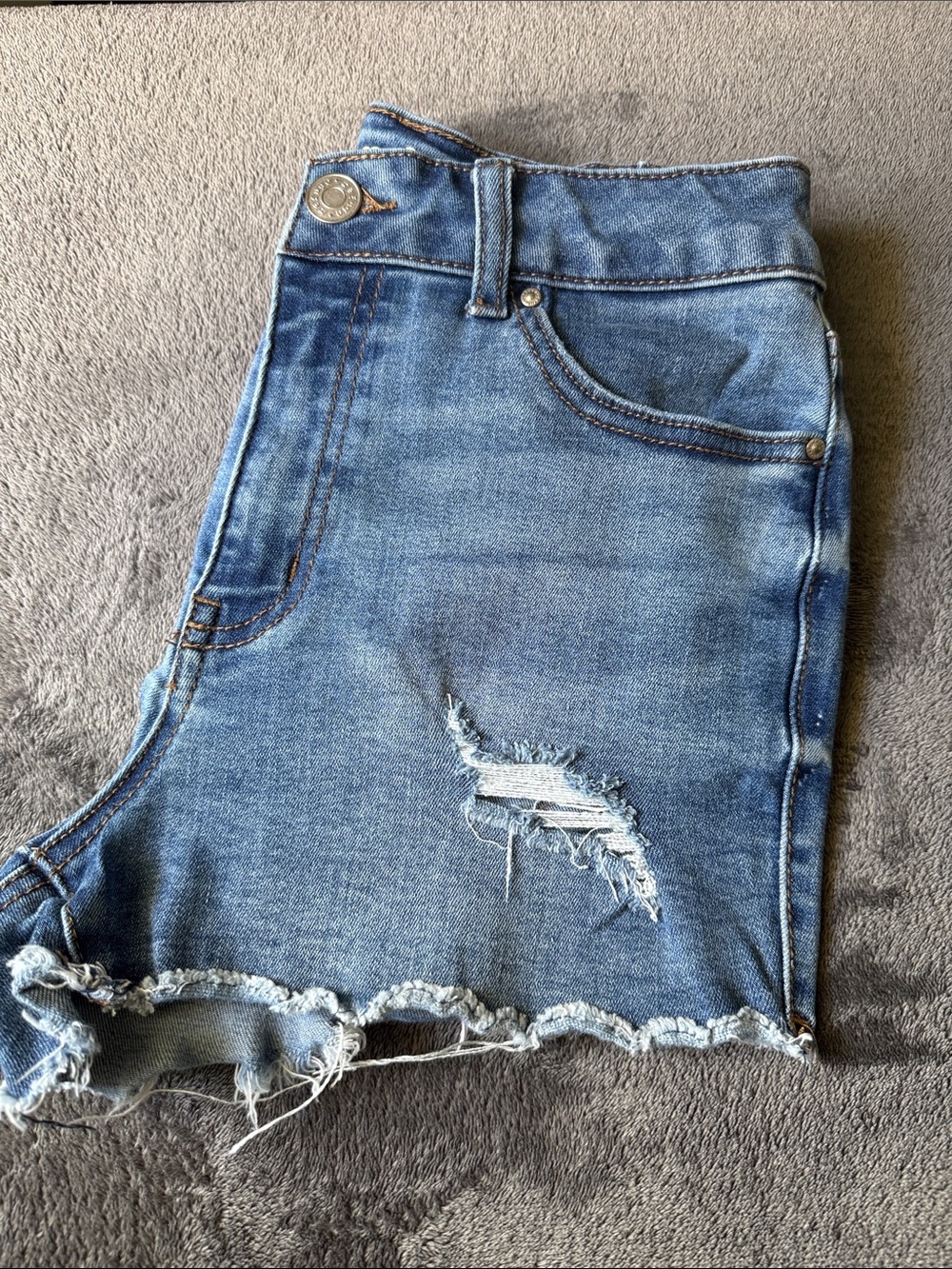refuge Distressed Blue Denim Jean Shorts